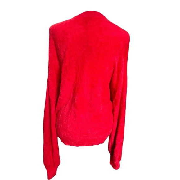 Halogen Sz M Red Chenoise Sweater Lightweight Lounge Long Sleeve Stretch Soft - Picture 2 of 7
